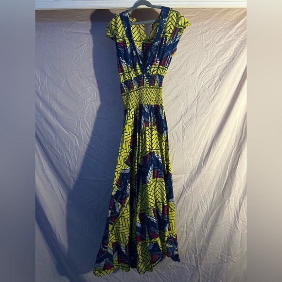 African Print Vibrant Multicolor Maxi Dress - Picture 2 of 4